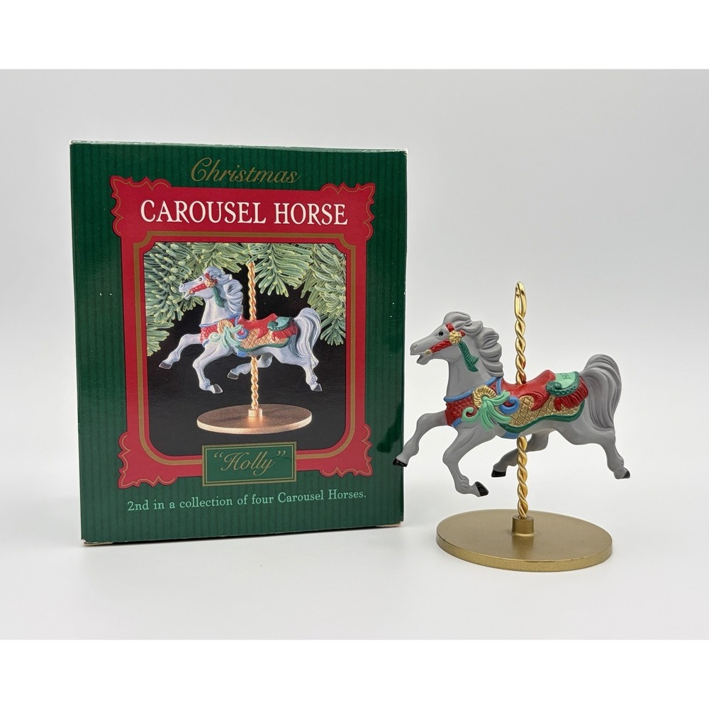 1989 Hallmark Keepsake Ornament Christmas Carousel Horse Holly XPR9722 Vintage